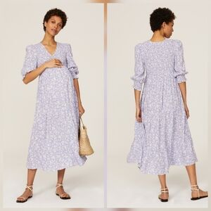 Isabella Oliver Marlene Maternity Dress Maxi V-neck Three-quarter Sleeves Size 2